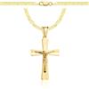 AMAR PRAGNA, collana in oro 925/585 con croce per donna/uomo, intrecciata originale, larghezza 3,8 mm, collana in oro, collana con croce in oro 585, 50 cm, Argento