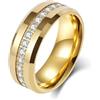 Epinki Anello Tungsteno Uomo 8mm, Zirconi Rotondi Bianchi Oro Anelli Fedi Nuziali Fidanzamento Matrimonio Gioielli Misura 30