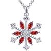 JO WISDOM Collana Fiocco di Neve Azzurro Argento 925 AAA Zirconia Cubica Gennaio Birthstone Colore Granato Donna，Regalo di Natale, 45cm+5cm
