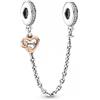 PANDORA Icons Catena di sicurezza con cuore and infinito in argento Sterling e placcata in oro rosa 14 k con zirconi cubici trasparenti