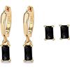 Mocicafier Orecchini creoli in oro da donna con pendente verde, orecchini a cerchio in oro 14 carati, unisex, 2 pezzi