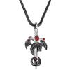 BYFDIY Collana con spada di drago, ciondolo a forma di drago, da uomo, in rame, punk con ala di drago, spada argentata e ciondolo a croce con drago nero, collana con pietra portafortuna per ragazzi