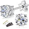 Morfetto Orecchini a perno Morfetto con moissanite - Orecchini in argento sterling 925 per uomo e donna - 4 mm
