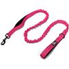 Snootiful Hound Guinzaglio elastico per cani, doppio manico, ammortizzante, colori assortiti, 150-200 cm, rosa