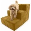 Muralo Scala per Cani 3 Gradini 30 cm - Scaletta Antiscivolo per Cani di Piccola Taglia e Gatti, Rivestimento Magic Velvet Lavabile, Portata fino a 17 kg, Per letto e divano (Giallo)