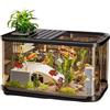 Davivian Kit Acquario Pronto All'Uso Con Fori Di Ventilazione,Kit Per Acquario - Contenitore Per Tartarughe Con Per Vita Acquatica Decorazione Paesaggistica Sabbia