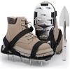 LALAGO 1 Coppia Arieggiatore Prato Scarpe Chiodate Nere, Sandalo Livellatore per Ventilator con Velcro e Spatola, Scarificatore Arieggiatore Manuale, Scarpe per Arieggiare per Cortile Giardino