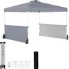 GYMAX Gazebo Pop-Up 3x3 M Regolabile in 3 Altezze con Mezze Pareti, Borsa con Ruote, Gazebo Retrattile con 8 Picchetti, 4 Sacchi di Sabbia (Grigio)