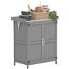 Outsunny Armadio da Giardino in Legno di Abete, Casetta Porta Attrezzi da Esterno con 2 Ante Bloccabili, Piano in Metallo e Mensola, per Giardino, Patio, Prato, 74x43x88 cm, Grigio