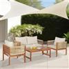casa.pro Set Salottino per Uso Esterno Mobili da Giardino Patio Terrazza Set Composto di Tavolo Divano e 2 Poltrone Arredo in Legno di Acacia