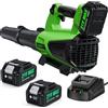 SOARFLY Soffiatore per Foglie a Batteria con 2 Batterie da 4,0Ah e Caricabatterie, Motore 21V da 19.000 giri/min, 160MPH / 580CFM, Velocità Regolabile, Leggero per Giardino, Terrazza e Vialetto