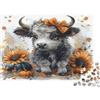 9K4D7V2G Dolce Yak Cucciolo Puzzle 1000 Pezzi Carta Puzzle per Adulti Campo di Girasoli Relax Concentrazione Famiglia Decorazione Regalo 70x50cm/1000pcs
