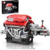 Mould King 10226 Technik V12 - Kit di costruzione motore per auto FE, mattoncini di costruzione con morsetti, simulazione motore con trasmissione, kit motore per adulti (863 pezzi)