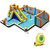 COSTWAY Castello Gonfiabile per bambini, Casa Gonfiabile con Scivolo, Piscina, con Borsa di Trasporto, Soffiatore e Kit di Riparazione, per 5 Bambini di 3-12 Anni, 465 x 500 x 200 cm