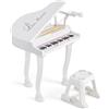 COSTWAY Pianoforte 37 Tasti per Bambini, con Microfono Regolabile (Bianco)