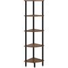 IBUYKE 5 Tier Corner Shelf Stand,Industrial Corner Display Rack,Corner Bookshelf for Living Room, Bedroom, Kitchen, Home Office, Brown WBC010H