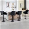 Orirsnug Set di 4 Sedie da Bar Moderne, Imbottite in Similpelle,Antracite | Imbottiti con Schienale e Poggiapiedi, Sgabelli Cucina Girevoli, Per Cucina, Bar,Bancone