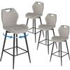 WAFTING Set 4 Sgabelli da Bar Girevoli 360° Altezza 75 cm con Maniglia, in Tessuto Traspirante, Sgabelli Cucina Moderni con Schienale e Poggiapiedi, per Bancone e Sala da Pranzo, Grigio moka