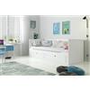 Interbeds Hermes Letto Estraibile a Scomparsa 80x200 fino a 160x200 cm, Letto a Giorno, Letto Matrimoniale e Divano Letto con 2 Cassetti, in MDF e Legno, Letto per Ospiti, Bambini, Ragazzi e Adulti (Bianco)