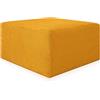 Deshome - Pouf poggiapiedi divano 83x83x44 cm stoffa idrorepellente effetto velluto: Pouf design moderno divano soggiorno camera da letto Puff poggiapiedi Pouffe salotto Demetra Giallo ocra