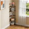 LANTUS Libreria per bambini, mensola angolare, mensola per riporre oggetti, sala giochi per soggiorno, camera da letto, cucina, marrone rustico, scaffale autoportante, 30 x 30 x 122 cm, 5 strati (tipo