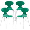 [en.casa] Set di 4 Sedie da Sala Pranzo con Scocca in Multistrato di Betulla e Gambe in Metallo Color Cromo Sedie Impilabili per Cucina Sala Riunioni - Verde