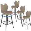 WAFTING Set 4 Sgabelli da Bar Girevoli 360° Altezza 75 cm con Maniglia, in Tessuto Traspirante, Sgabelli Cucina Moderni con Schienale e Poggiapiedi, per Bancone e Sala da Pranzo, Marrone