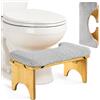 Hexify Sgabello da Toilette Pieghevole con poggiapiedi imbottito per Adulti in Legno di Bambù, Sgabello WC Ergonomico per Bagno - Per Emorroidi, Stitichezza e Gonfiore