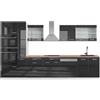 Vicco Mobile da cucina R-Line, Antracite lucido/bianco, 350 cm | 9 Moduli · Piedini regolabili in altezza · Piano di lavoro incl. · Ante robuste · Con armadio forno/microonde