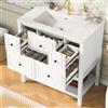 Lcoho 76 x 46,5 x 82,3 cm, lavabo autoportante, vernice ecologica e atossica, 5 cassetti + ripiani aperti, lavabo in ceramica integrato, guide estraibili silenziose, bianco.