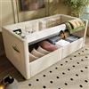 Oxtao Divano letto imbottito 90 x 200 cm, divano letto singolo con spazio idraulico e stazione di ricarica USB & TypeC, letto per gli ospiti con rete in legno, velluto, senza materasso (beige, 90 x