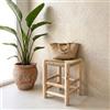 Generico Sgabello Artigianale in Legno Naturale con Seduta in Corda Naturale, Stile Rustico, 30x30x42 cm 1006261401