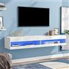 Goeria Mobile TV a LED, colore bianco, con illuminazione a LED, di alta qualità, con ampio spazio per il vostro soggiorno, 140 x 40 x 30,5 cm (bianco)
