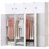 BRIAN & DANY Armadio Modulare con 16 Cubi, Scaffale Componibile con Ante, Guardaroba Organizzatore Economico, stanzino Combinato in Plastica, 148 x 47 x 148 cm