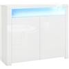 HOMCOM Mobiletto Salvaspazio Multiuso con LED Colorate 107x35x97cm Bianco
