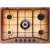 De'Longhi DE LONGHI Piano Cottura YTF57ASV a Gas 5 Fuochi da 70 cm Colore Terra di Francia