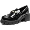 DREAM PAIRS Mocassini Donna Classici Comodi,Nero-Pat,38.5 | Tacco 5,5 cm, plateau 2,1 cm, suola carrarmato, collare imbottito, soletta 5 mm, slip-on.