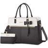 MOSISO Borsa Tote Laptop Donna, 15.6 Pollici Lavoro Pelle PU Impermeabile con Pochette e Fiocco, Borse a Mano Grande Capacita, Borsa a Tracolla Computer, Valigetta Lavoro Ufficio, Insegnante, Grigio
