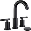 ChiLDano Rubinetto da bagno nero con scarico pop-up e tubo di alimentazione, 8 pollici 2 maniglie 3 fori rubinetto da bagno diffuso, rubinetto da bagno ChiLDano nero opaco CH2183BK