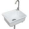 shawoo Lavello da cucina a vasca singola, lavello da parete da cucina, 42 x 32 cm, con foro per rubinetto da 3,2 cm, lavello in plastica per casa, ristorante, dormitorio, garage, bagno, lavanderia (bianco