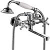 HomeLava Rubinetto per vasca da bagno con doccetta, miscelatore per vasca da bagno, rubinetto nostalgico, miscelatore a due manopole per vasca da bagno, cromato