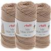 Stafil My Macramè 2 mm - Set 3 Gomitoli da 100 g (90 m) - Cordino Macramè in Cotone Riciclato per Borse, Decorazioni, Arazzi, Portachiavi e Crochet - Colore Cammello