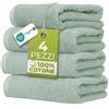 Ruggeri Set 4 Pezzi Asciugamani Bagno Ospiti, 40x50 cm, Cotone, Salvia | 500 g/m², tessuto Dobby, 4 ospite 40x50 cm, Lavabile in Lavatrice, 100% Cotone