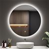 EMKE Specchio da bagno con illuminazione, rotondo, 70 cm, con interruttore touch, dimmerabile, 6500 K, 3 ore, spegnimento automatico, specchio da bagno rotondo con illuminazione, IP44, impermeabile