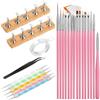 HZHSSG Kit per Nail Art, Nail Art Design Set con 15 Pennelli per Unghie, 5Dotting Pen, Supporti Magnetici per Unghie, Pinzette per Unghie, Kit di Decorazione Unghie per Principianti
