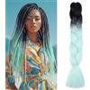 MY-LADY Extension per Treccine Africane 60cm 100g Ombre Nero/Verde menta Treccine Extension Capelli Sintetici Jumbo Braiding Hair Crochet Twist