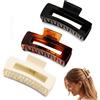 JHFY Confezione da 3 fermagli per capelli grandi, per capelli spessi, 10,5 cm, opachi, rettangolari, per donne, forte tenuta, antiscivolo, color crema tartaruga, nero, colori neutri, per capelli lunghi