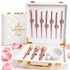 FIVE CROWNS ELITE Set di 10 pennelli per trucco Premium e custodia in silicone, pennelli da trucco, set di 10 pennelli per trucco e pulizia in silicone, pennelli per trucco, set da donna