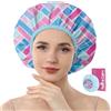 Years calm Cuffia da doccia impermeabile da donna, a doppio strato, riutilizzabile, con fascia elastica, per capelli lunghi/corti/ricci/trecce, lavabile e adatta ai viaggi, adatta per doccia, spa