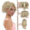 FESHFEN Coda Capelli Extension Corta con Pinza Sintetici Posticci per Donna | Coda Finta Capelli con Filo Metallico Piegabile Ciuffo DIY Ponytail Extensions Coda di Cavallo, Meches Bionde